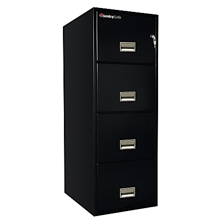 Sentry®Safe FIRE-SAFE® 4-Drawer Vertical File Cabinet, 53 5/8"H x 19 5/8"W x 25"D, Black