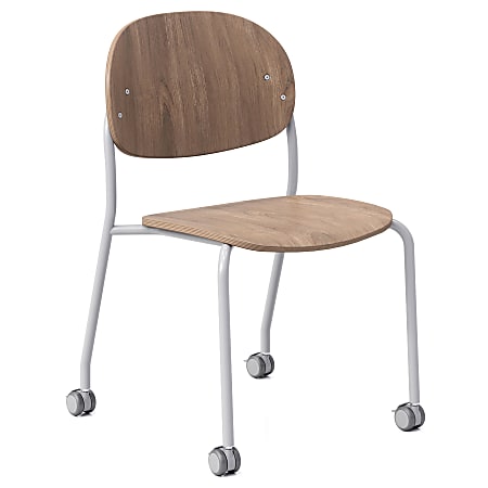 KFI Studios Tioga Laminate Guest Chair With Casters, Beech/Silver