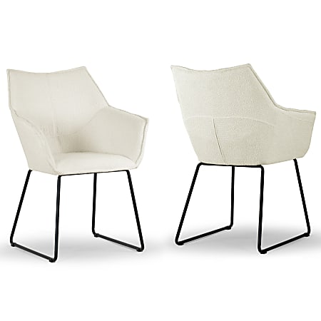 Glamour Home Amna Boucle Accent Arm Chairs With Metal Legs, Cream, Set Of 2 Chairs
