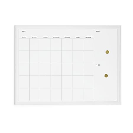 U Brands Magnetic Dry Erase Monthly Calendar Board 40 X 30 White Wood