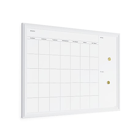 U Brands Magnetic Dry Erase Monthly Calendar Board 40 X 30 White Wood