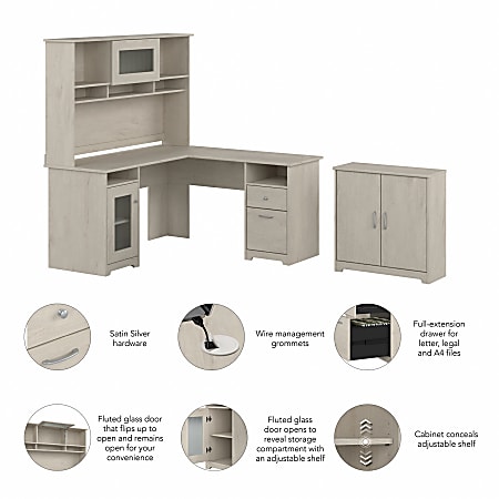 Bush cabot l shaped on sale desk with hutch cab001