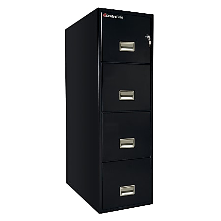Sentry®Safe FIRE-SAFE® 4-Drawer Vertical File Cabinet, 53 5/8"H x 16 5/8"W x 31"D, Black