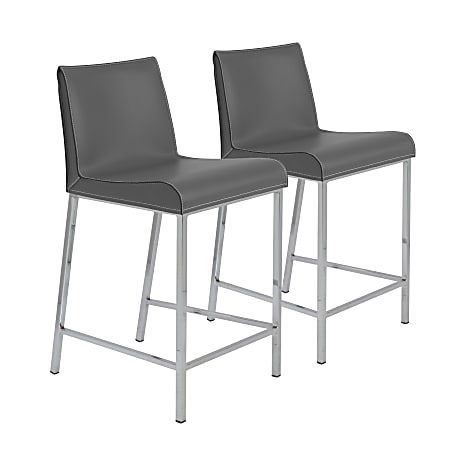 Eurostyle Cam-C Counter Stools, Silver/Gray, Set Of 2 Stools