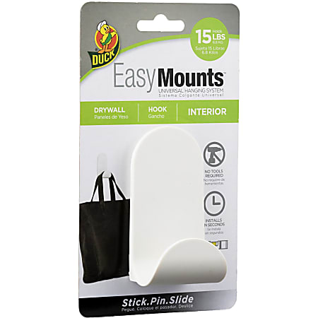 Duck Brand EasyMounts Interior Drywall J Hook 15 lb 6.80 kg Capacity 3.5