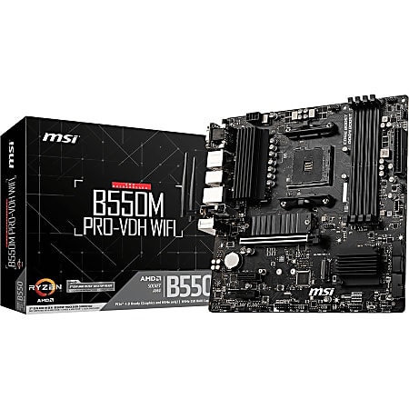 MSI B550M PRO-VDH WIFI Desktop Motherboard - AMD B550 Chipset - Socket AM4 - Micro ATX - 128 GB DDR4 SDRAM Maximum RAM - B550MPVDHWIFI