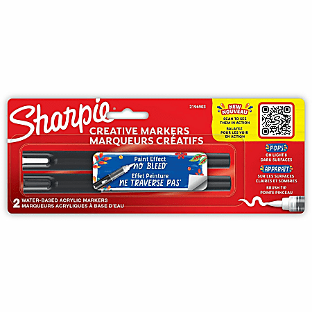 Sharpie Creative Markers - Brush Marker Point - Assorted Ink - Acrylic Based, Water Based - 2 / Pack