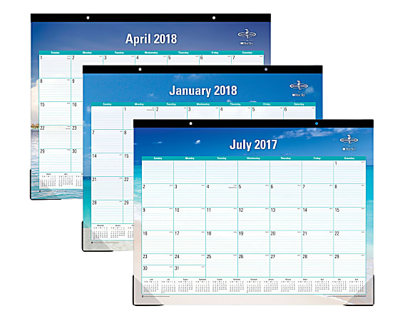 Blue Sky® Academic Desk Pad Calendar, 22" x 17", 50% Recycled, Endless Summer, July 2017 to June 2018