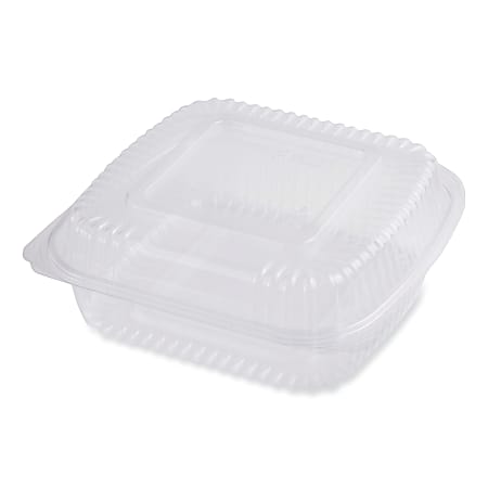 World Centric® PLA Hinged Clamshells, 46 Oz, 3-1/8"H x 8-5/16"W x 8-5/8"D, Clear, Carton Of 300 Clamshells