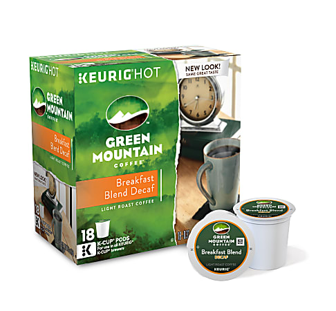 Green Mountain Coffee® Single-Serve Coffee K-Cup®, Decaffeinated, Breakfast Blend, Carton Of 18
