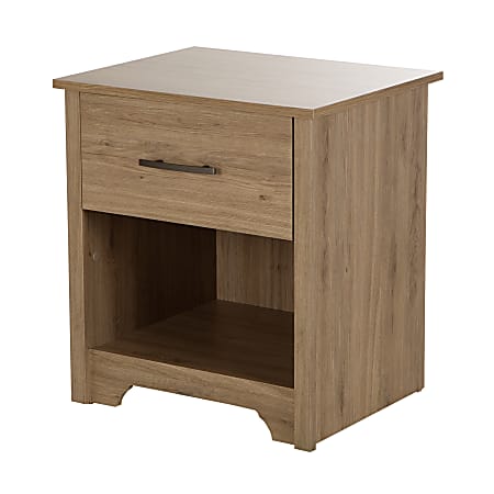 South Shore Fusion 1-Drawer Nightstand, 22-1/2"H x 21-3/4"W x 17-3/4"D, Rustic Oak