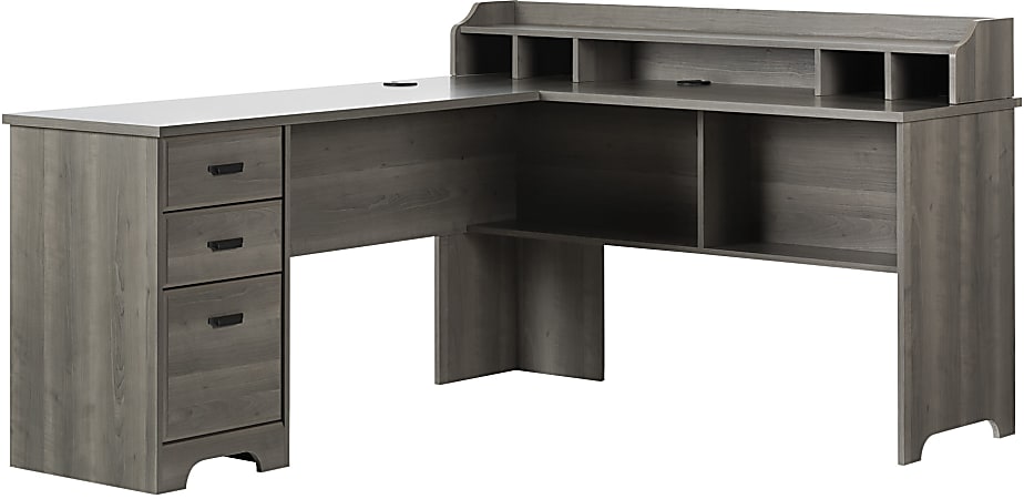 South Shore Versa 60"W L-Shaped Desk, Gray Maple