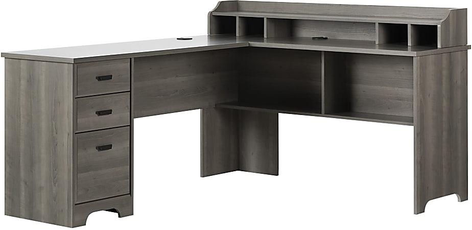 South Shore Versa 60"W L-Shaped Computer Desk, Gray Maple