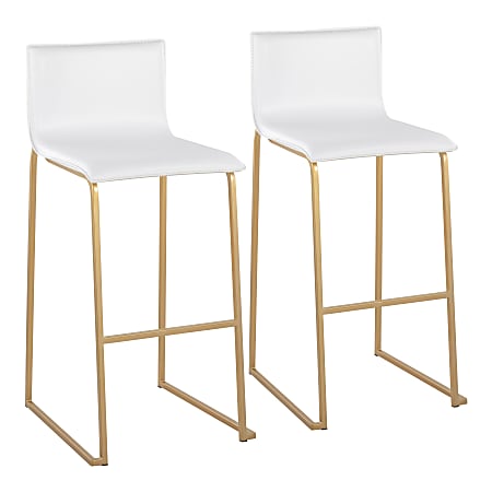 LumiSource Mara Bar Stools, Gold/White, Set Of 2 Stools