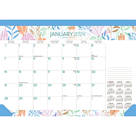 2024 BrownTrout Monthly Desk Pad Calendar, 12" x 17", Seaside Currents, January To December