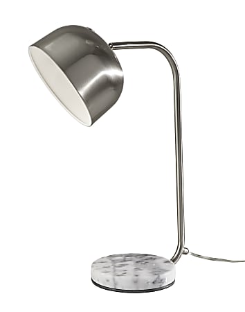 Adesso® Cora Desk Lamp, 22-1/2"H, Brushed Steel Shade/White Marble Base