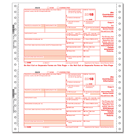 ComplyRight™ 5498 Continuous Tax Forms, Copies A, B and C, 3-Part, 9" x 11", Pack Of 100 Forms