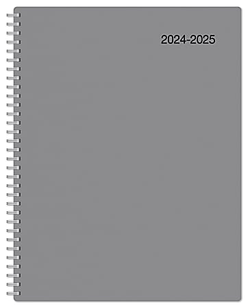2024-2025 Office Depot® Brand Weekly/Monthly Academic Planner, 8-1/2" x 11", 30% Recycled, Gray, July 2024 To June 2025