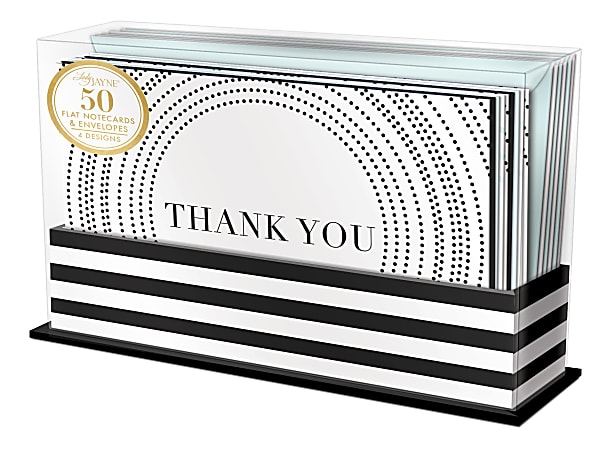 Lady Jayne Flat-Panel Thank You Note Cards With Envelopes, 5-1/2" x 3-1/2", Turquoise/Black, Pack Of 50 Cards