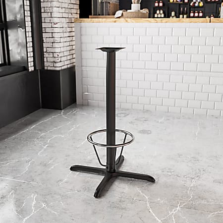 Flash Furniture Restaurant Table X-Base With 3''-Diameter Bar-Height Column And Foot Ring, 42"H x 30"W x 30"D, Black