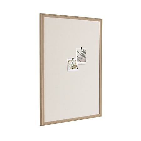 Kate and Laurel Oakhurst Non-Magnetic Rectangle Pinboard, Fabric, 24&rdquo; x 36&rdquo;, Beige, Natural Plastic Frame