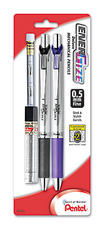 Pentel® EnerGize Mechanical Pencils, 0.5 mm, Silver Barrel, Pack Of 2