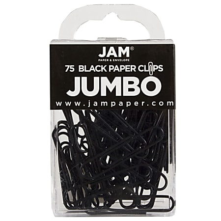 JAM Paper® Paper Clips, Pack Of 75, Jumbo, Black
