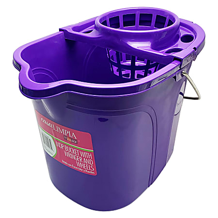 Casa Limpia 16LT Oval Mop Bucket With Wheels, 14" x 15", Total Qty 1
