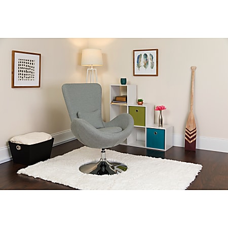 Flash Furniture Egg Side Reception Chair With Bowed Seat, Light Gray/Chrome