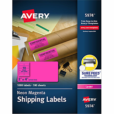 Avery 5974 High Visibility Shipping Labels - Office Depot