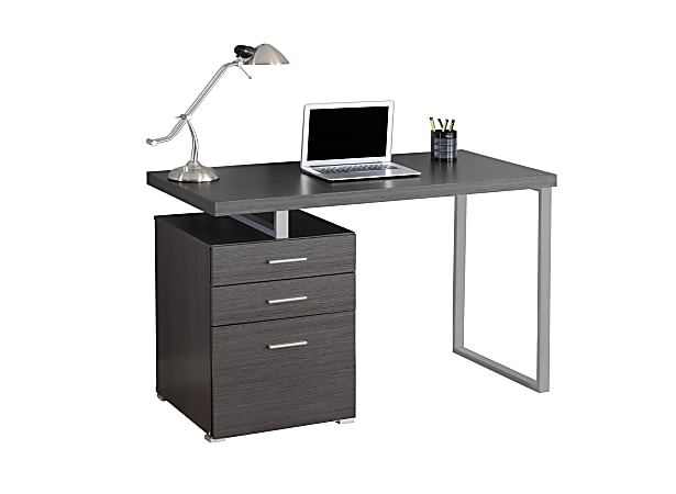 Monarch Specialties Computer Desk With Left/Right Pedestal, Gray