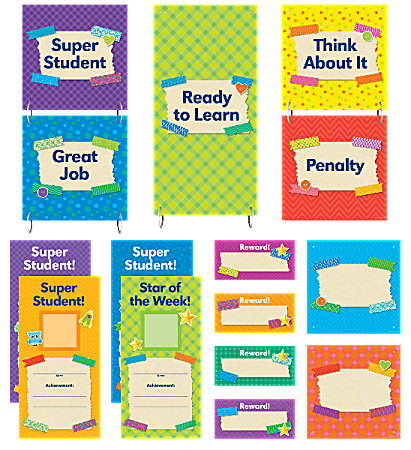 Scholastic Teacher's Friend Tape It Up! Behavior Clip Chart Mini Bulletin Board Set, Pre-K To Grade 6