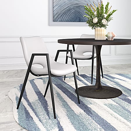 Zuo Desi Dining Accent Chairs, White/Black, Set Of 2 Chairs
