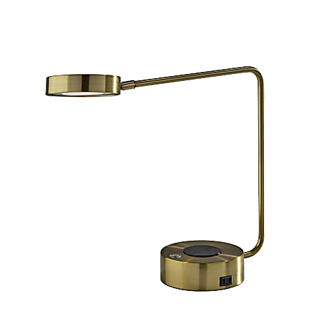 Adesso Viper Supercharger 15"H LED Desk Lamp, Antique Brass