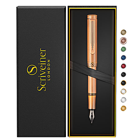 Scriveiner EDC Luxury Fountain Pen Medium Nib 0.7 mm Copper Barrel ...