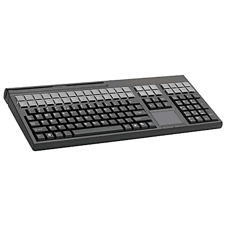 Cherry LPOS QWERTY Keyboard - 173 Keys - QWERTY Layout - 42 Relegendable Keys - Magnetic Stripe Reader - USB - Light Gray