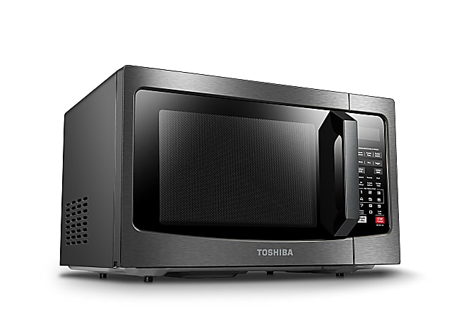 Toshiba black stainless steel microwave outlet