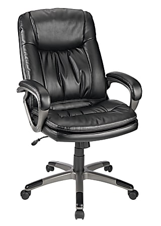 Realspace® Harrington II Bonded Leather High-Back Chair, Black/Gray