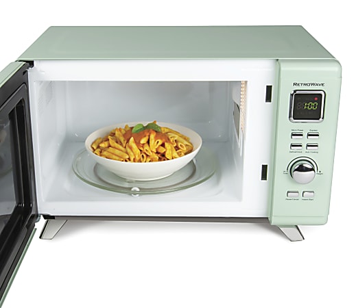 Nostalgia NRMO9AQ Retro Microwave Oven 0.9 Cu. Ft. Aqua - Office Depot
