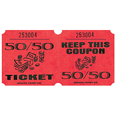 Amscan 50/50 Ticket Roll, Red, Roll Of 1,000 Tickets