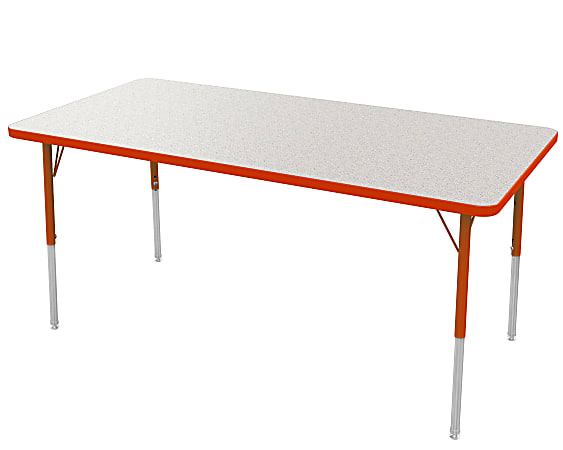 Marco Group 30" x 60" Activity Table, Rectangular, 16 - 24"H, Gray Glace/Red