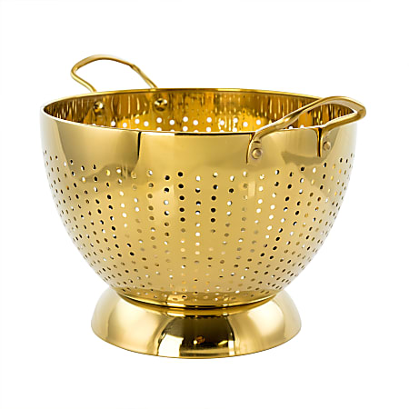Gibson Home Rose Hue Stainless Steel Colander, 5 Qt, Gold