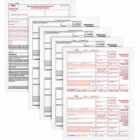 TOPS 5-part 1099-MISC Tax Forms - 5 Part - White - 50 / Pack