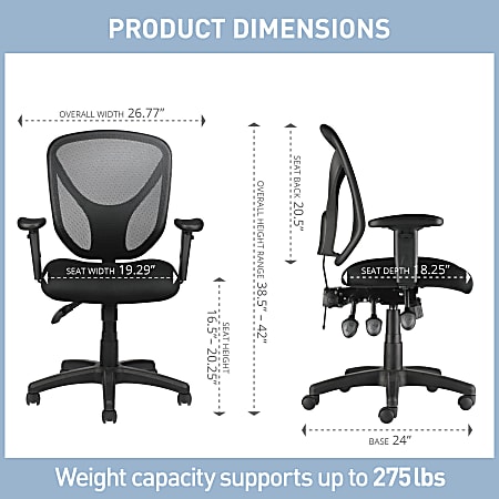 Realspace MFTC 200 Ergonomic Mesh Mid Back Task Office Chair Black