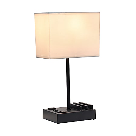 Simple Designs Multi Use Table Lamp with 2 USB Ports and Charging Outlet 15 516 H WhiteBlack Office Depot