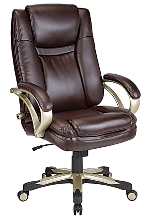 Realspace® BTEC 600 Big & Tall Bonded Leather High-Back Chair, Brown