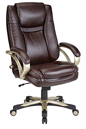 Realspace BTEC 600 Big Tall Bonded Leather High Back Chair Brown