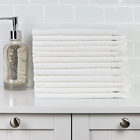 1888 Mills Fingertip Towels, Velour Fringe, 13" x 18", White, Set Of 288 Towels