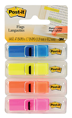 Post-it® Notes Flags, 1/2" x 1-7/10", Assorted Bright
