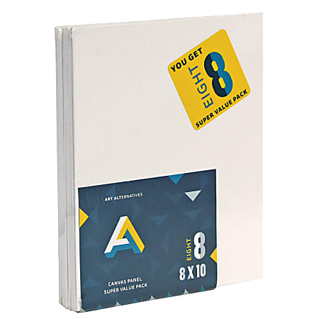 Art Alternatives Canvas Panels, 8"W x 10"H, White, Pack Of 8